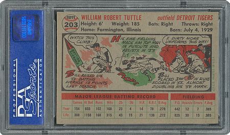 Lot #6215  1956 Topps #203 Bill Tuttle - PSA MINT 9 - two Higher! - Image 2