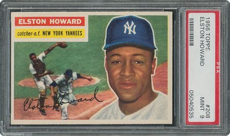 Lot #6220  1956 Topps #208 Elston Howard - PSA MINT 9 - two Higher! - Image 1