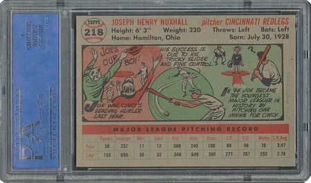 Lot #6230  1956 Topps #218 Joe Nuxhall - PSA MINT 9 - None Higher! - Image 2