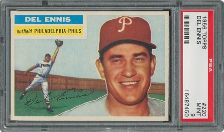 Lot #6232  1956 Topps #220 Del Ennis - PSA MINT 9 - None Higher! - Image 1