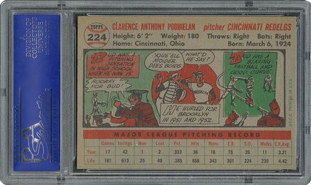 Lot #6236  1956 Topps #224 Bud Podbielan - PSA MINT 9 - two Higher! - Image 2