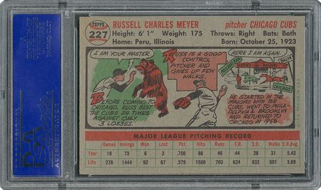 Lot #6239  1956 Topps #227 Russ Meyer - PSA MINT 9 - None Higher! - Image 2