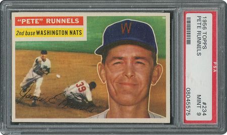 Lot #6246  1956 Topps #234 Pete Runnels - PSA MINT 9 - two Higher! - Image 1