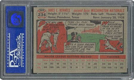 Lot #6246  1956 Topps #234 Pete Runnels - PSA MINT 9 - two Higher! - Image 2