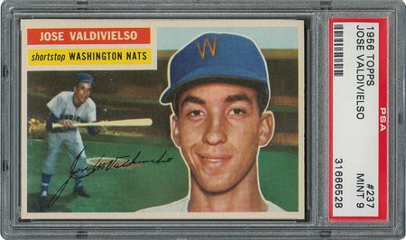 Lot #6249  1956 Topps #237 Jose Valdivielso - PSA MINT 9 - one Higher! - Image 1