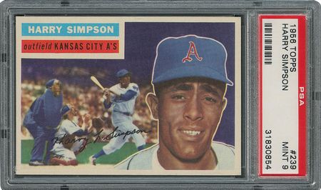 Lot #6251  1956 Topps #239 Harry Simpson - PSA MINT 9 - one Higher! - Image 1