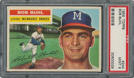 Lot #6256  1956 Topps #244 Bob Buhl - PSA MINT 9 - one Higher! - Image 1