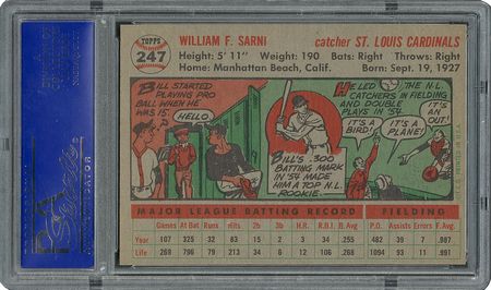 Lot #6259  1956 Topps #247 Bill Sarni - PSA MINT 9 - two Higher! - Image 2