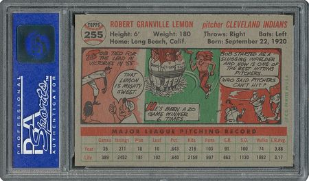 Lot #6267  1956 Topps #255 Bob Lemon - PSA MINT 9 - None Higher! - Image 2