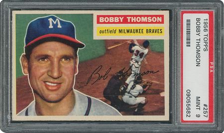 Lot #6269  1956 Topps #257 Bobby Thomson - PSA MINT 9 - None Higher! - Image 1