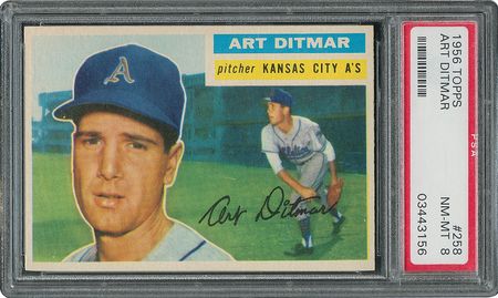 Lot #6270  1956 Topps #258 Art Ditmar - PSA NM-MT 8 - Image 1