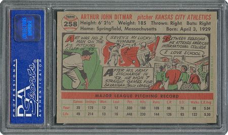Lot #6270  1956 Topps #258 Art Ditmar - PSA NM-MT 8 - Image 2