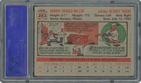 Lot #6275  1956 Topps #263 Bob Miller - PSA MINT 9 - None Higher! - Image 2