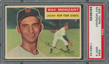 Lot #6276  1956 Topps #264 Ray Monzant - PSA MINT 9 - None Higher! - Image 1
