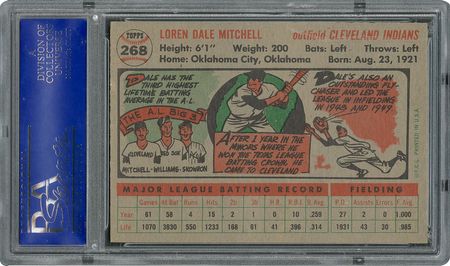 Lot #6280  1956 Topps #268 Dale Mitchell - PSA MINT 9 - None Higher! - Image 2
