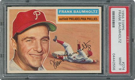 Lot #6286  1956 Topps #274 Frank Baumholtz - PSA MINT 9 - one Higher! - Image 1
