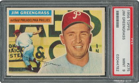 Lot #6287  1956 Topps #275 Jim Greengrass - PSA MINT 9 - None Higher! - Image 1
