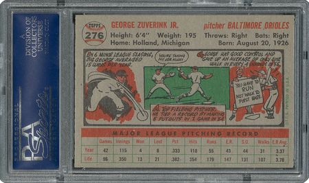 Lot #6288  1956 Topps #276 George Zuverink - PSA MINT 9 - None Higher! - Image 2