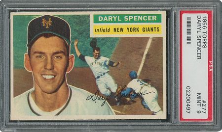 Lot #6289  1956 Topps #277 Daryl Spencer - PSA MINT 9 - one Higher! - Image 1