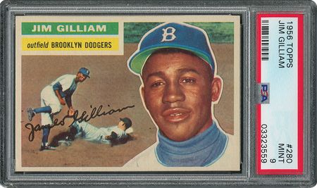 Lot #6292  1956 Topps #280 Jim Gilliam - PSA MINT 9 - None Higher! - Image 1