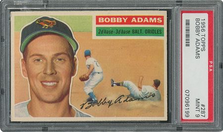 Lot #6299  1956 Topps #287 Bobby Adams - PSA MINT 9 - None Higher! - Image 1