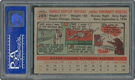 Lot #6301  1956 Topps #289 Hal Jeffcoat - PSA MINT 9 - None Higher! - Image 2