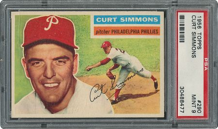 Lot #6302  1956 Topps #290 Curt Simmons - PSA MINT 9 - None Higher! - Image 1