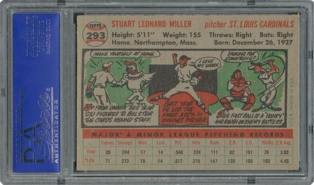 Lot #6305  1956 Topps #293 Stu Miller - PSA MINT 9 - None Higher! - Image 3