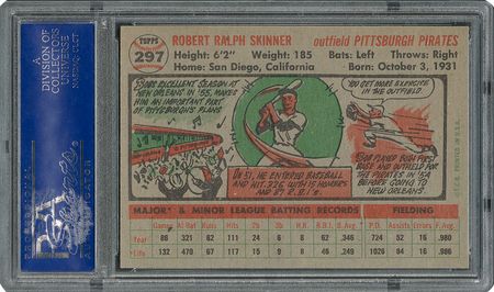 Lot #6309  1956 Topps #297 Bob Skinner - PSA GEM-MT 10 - Pop one, None Higher! - Image 2
