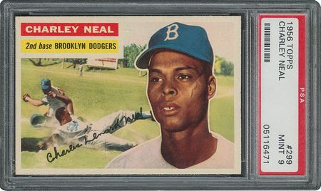 Lot #6311  1956 Topps #299 Charley Neal - PSA MINT 9 - one Higher! - Image 1