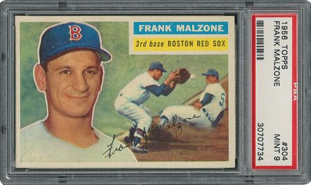 Lot #6316  1956 Topps #304 Frank Malzone - PSA MINT 9 - one Higher! - Image 1