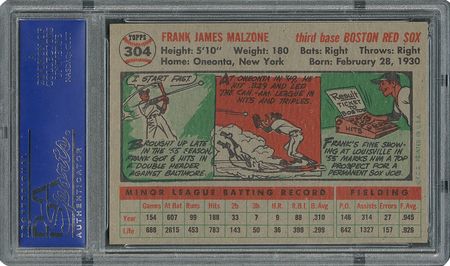Lot #6316  1956 Topps #304 Frank Malzone - PSA MINT 9 - one Higher! - Image 2
