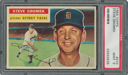 Lot #6322  1956 Topps #310 Steve Gromek - PSA MINT 9 - None Higher! - Image 1