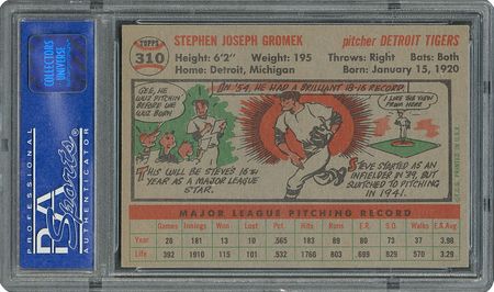 Lot #6322  1956 Topps #310 Steve Gromek - PSA MINT 9 - None Higher! - Image 2
