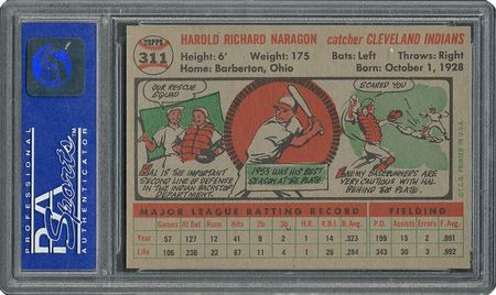 Lot #6323  1956 Topps #311 Hal Naragon - PSA MINT 9 - None Higher! - Image 2
