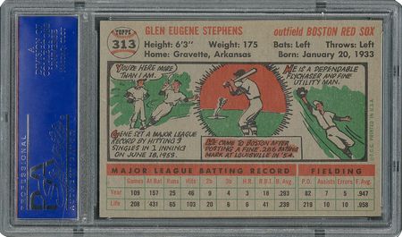 Lot #6325  1956 Topps #313 Gene Stephens - PSA MINT 9 - None Higher! - Image 2