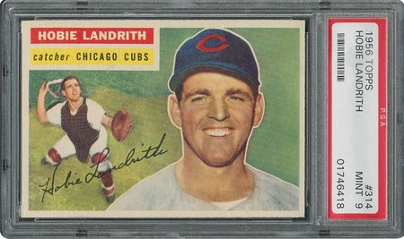 Lot #6326  1956 Topps #314 Hobie Landrith - PSA MINT 9 - one Higher! - Image 1