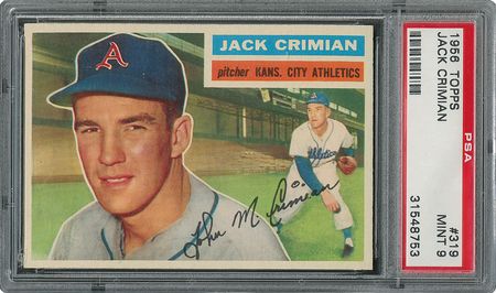 Lot #6331  1956 Topps #319 Jack Crimian - PSA MINT 9 - one Higher! - Image 1