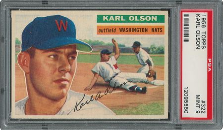 Lot #6334  1956 Topps #322 Karl Olson - PSA MINT 9 - None Higher! - Image 1