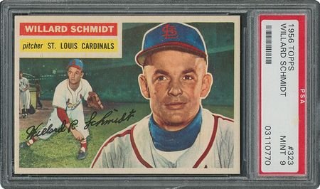 Lot #6335  1956 Topps #323 Willard Schmidt - PSA MINT 9 - one Higher! - Image 1