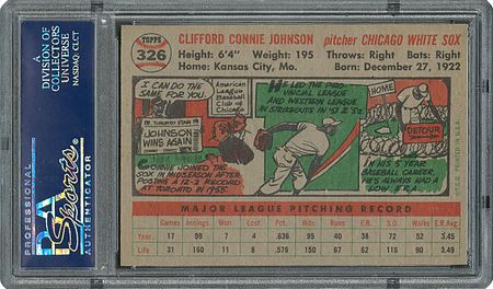 Lot #6338  1956 Topps #326 Connie Johnson - PSA MINT 9 - one Higher! - Image 2