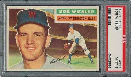 Lot #6339  1956 Topps #327 Bob Wiesler - PSA MINT 9 - None Higher! - Image 1
