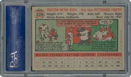 Lot #6340  1956 Topps #328 Preston Ward - PSA MINT 9 - one Higher! - Image 2