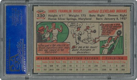 Lot #6342  1956 Topps #330 Jim Busby - PSA MINT 9 - None Higher! - Image 2