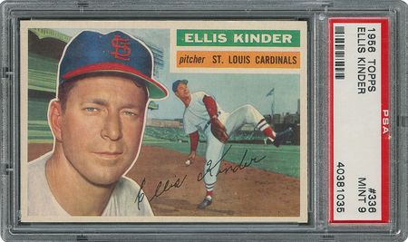 Lot #6348  1956 Topps #336 Ellis Kinder - PSA MINT 9 - None Higher! - Image 1