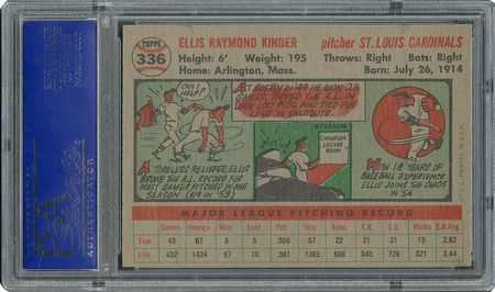 Lot #6348  1956 Topps #336 Ellis Kinder - PSA MINT 9 - None Higher! - Image 2