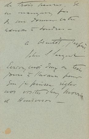 Lot #436 John Singer Sargent Handwritten Letter Signed - Image 3