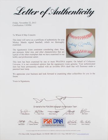 Lot #1117 Mickey Mantle Baseball - Image 1