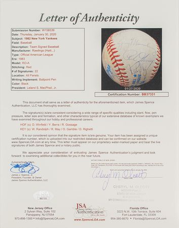 Lot #1133  NY Yankees: 1982 - Image 5