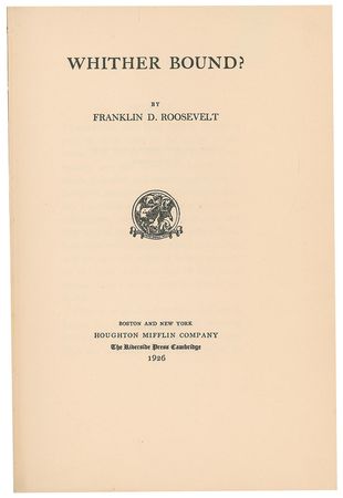 Lot #65 Franklin D. Roosevelt: Scarce first edition of FDR's first book - Image 3